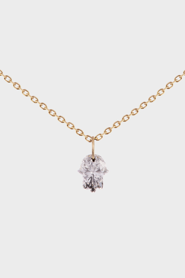FACETS DRILLED DIAMOND HAMSA NECKLACE