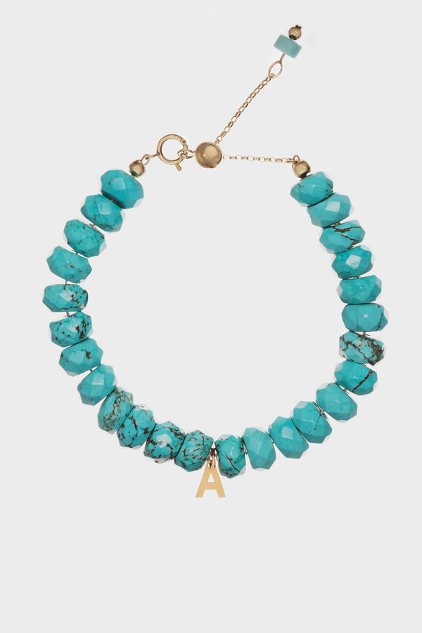 TURQUOISE NUGGET INITIAL BRACELET