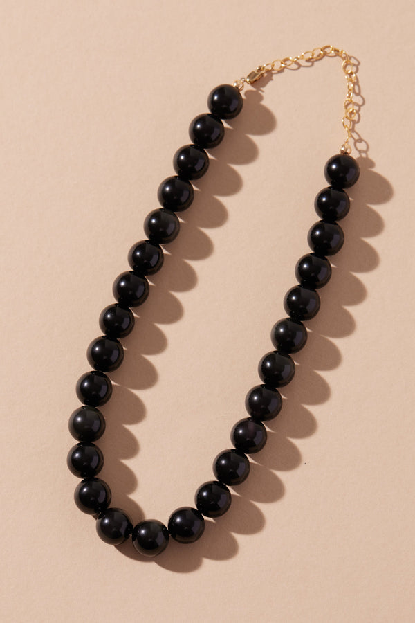 SAME DAY ALTER EGO POWER BEADS NECKLACE BLACK GLOSS OBSIDIAN