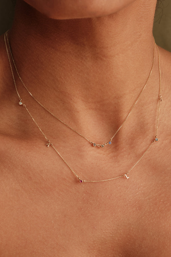 INITIAL BIRTHSTONE CONNECT LETTER NECKLACE