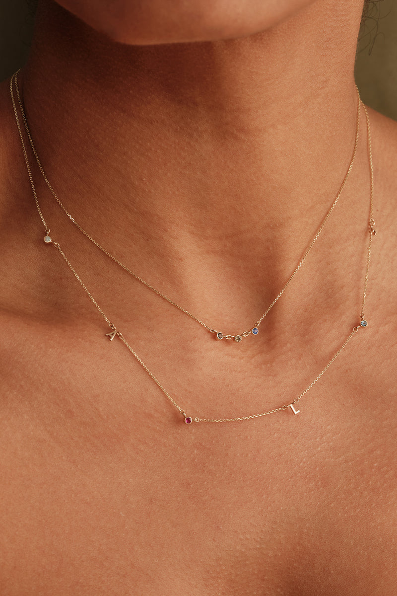 INITIAL BIRTHSTONE CONNECT LETTER NECKLACE