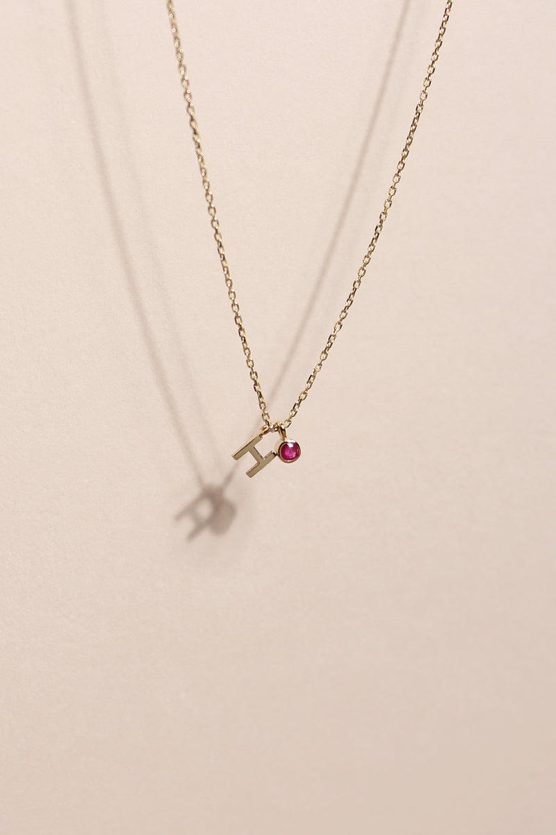 INITIAL BIRTHSTONE CLUSTER NECKLACE