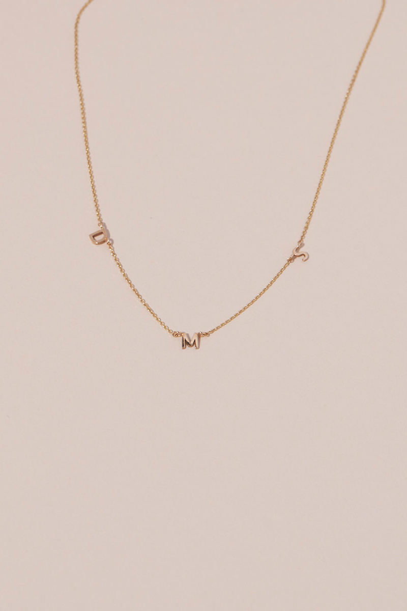 Letter a 2025 necklace rose gold