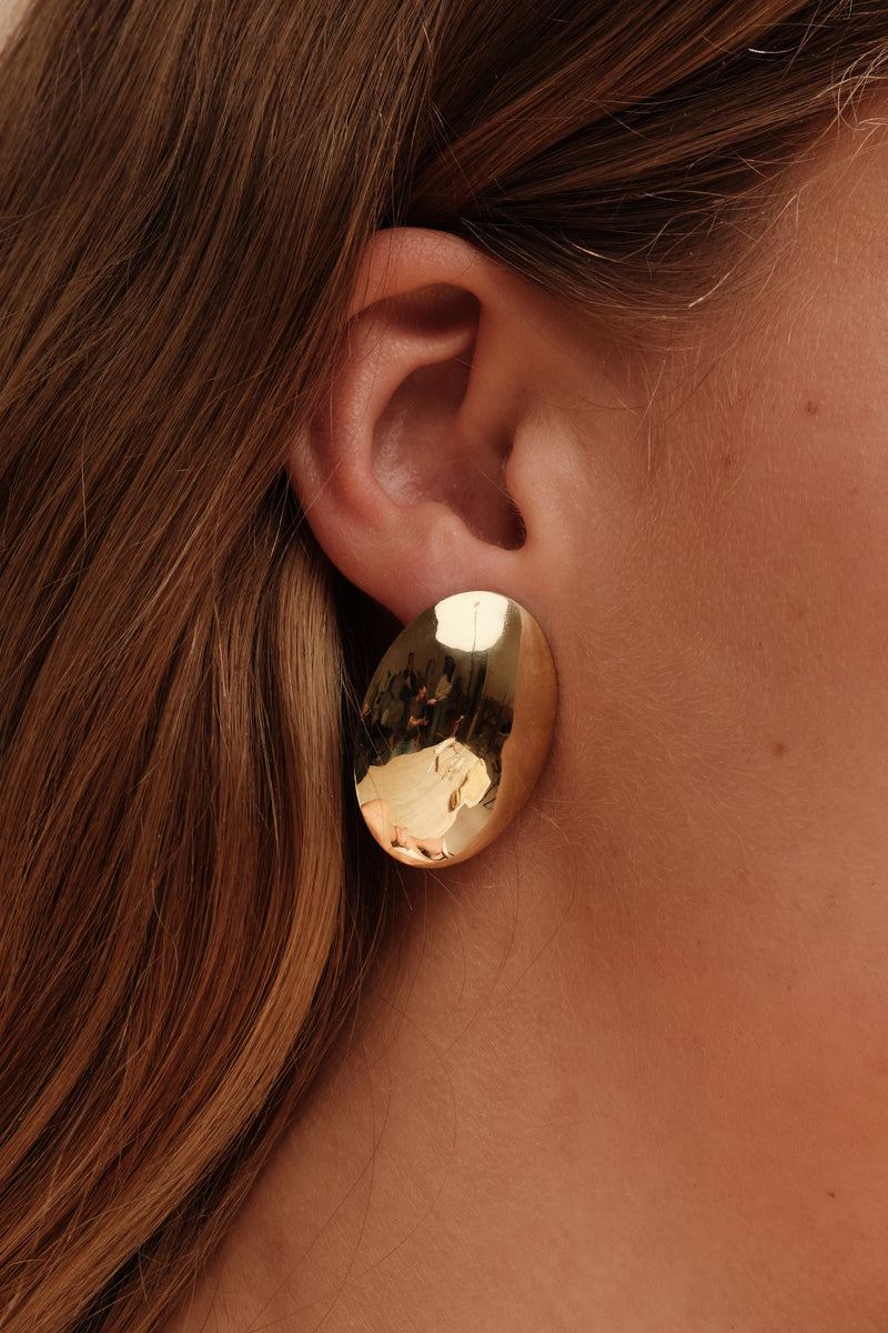 LUNAR 01 GOLD OVAL DOME EARRINGS
