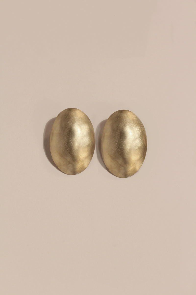 LUNAR 01 MATT GOLD OVAL DOME EARRINGS