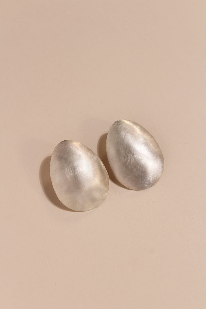 LUNAR 02 SILVER PEAR DOME EARRINGS