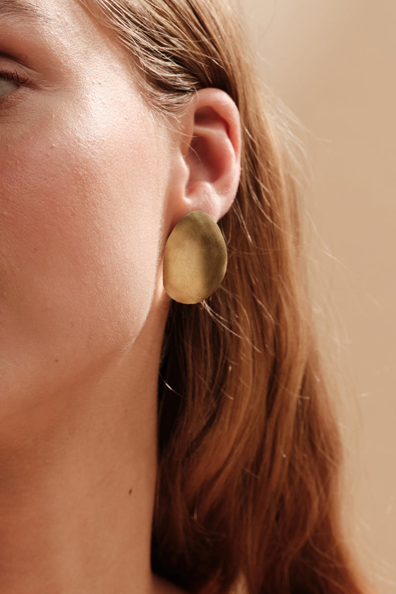 LUNAR 02 MATT GOLD PEAR DOME EARRINGS