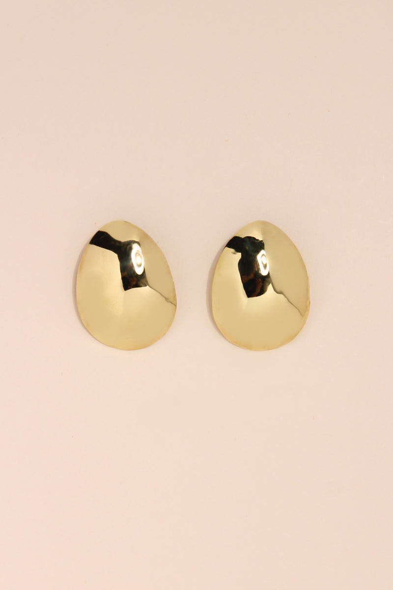 LUNAR 01 GOLD PEAR DOME EARRINGS