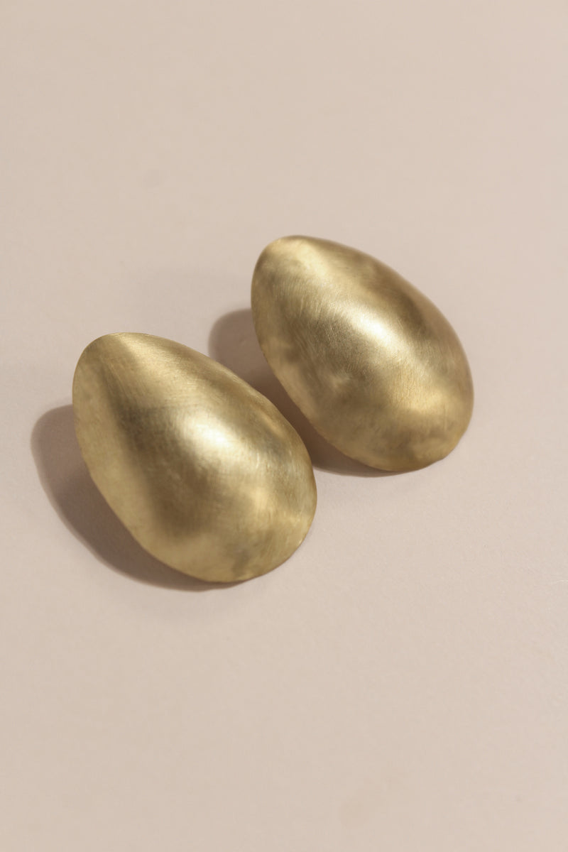 LUNAR 02 MATT GOLD PEAR DOME EARRINGS