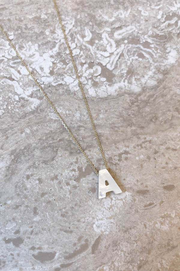 SAME DAY MOTHER OF PEARL INITIAL NECKLACE
