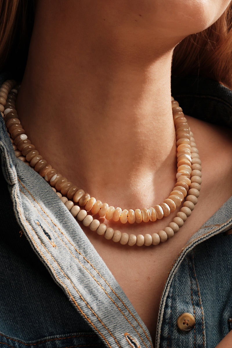 NOMAD 02 CARAMEL MOTHER OF PEARL BEADS