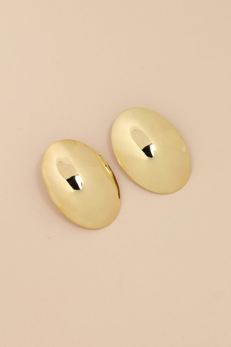 LUNAR 01 GOLD OVAL DOME EARRINGS