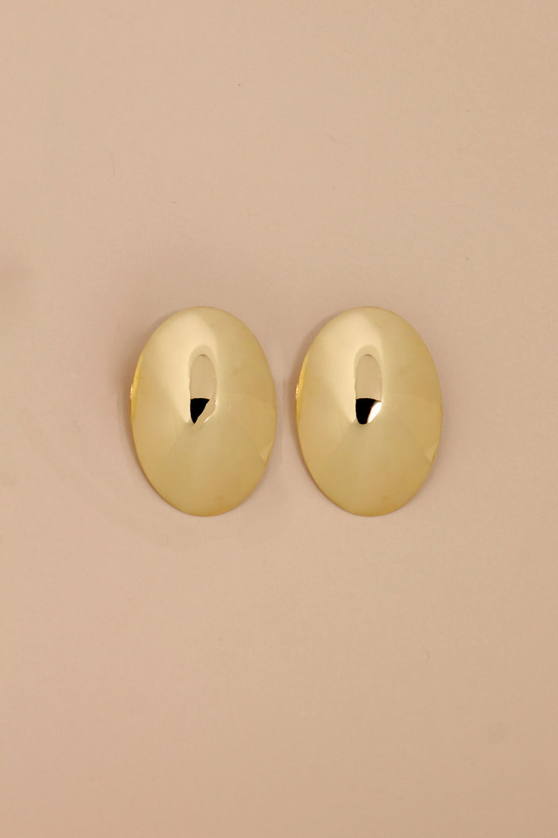 LUNAR 01 GOLD OVAL DOME EARRINGS