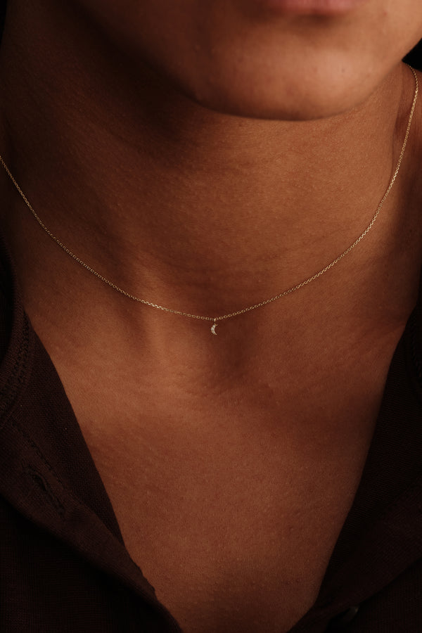 PETITE WISHES DIAMOND MOON NECKLACE
