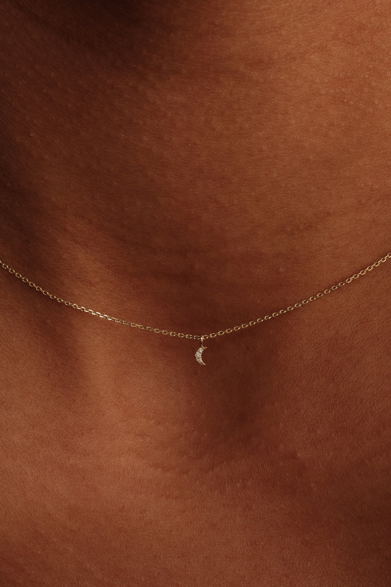 PETITE WISHES DIAMOND MOON NECKLACE