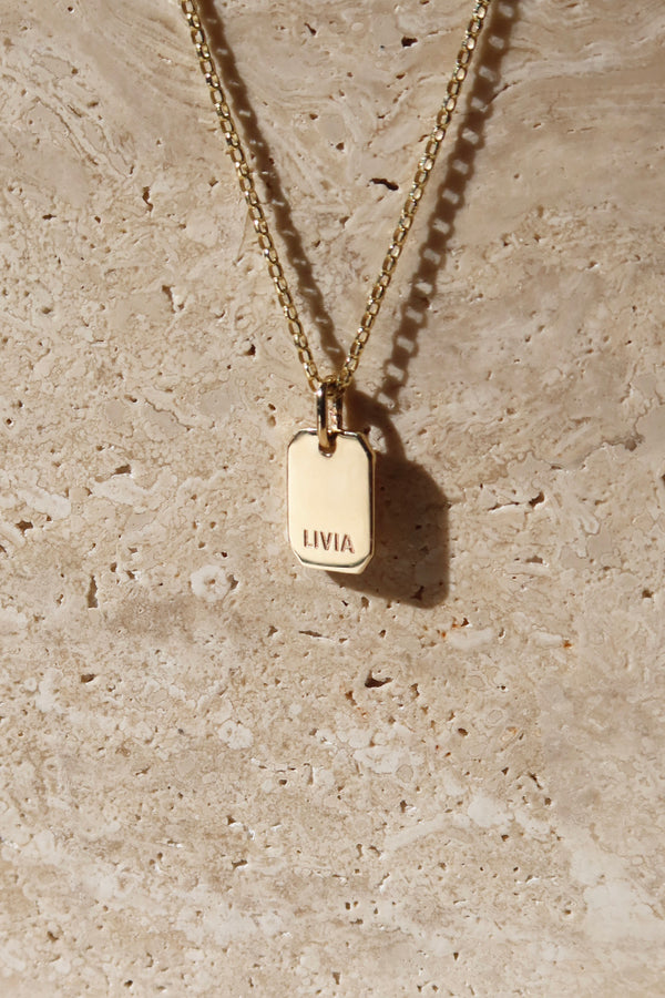 THE LOVE TAG NAME GOLD NECKLACE