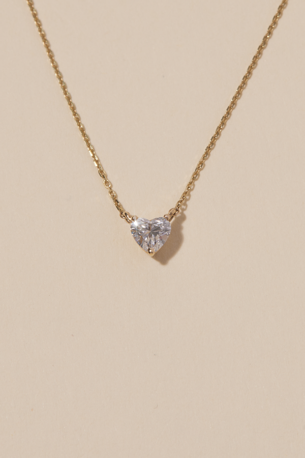 FACETS FLOATING DIAMOND HEART NECKLACE
