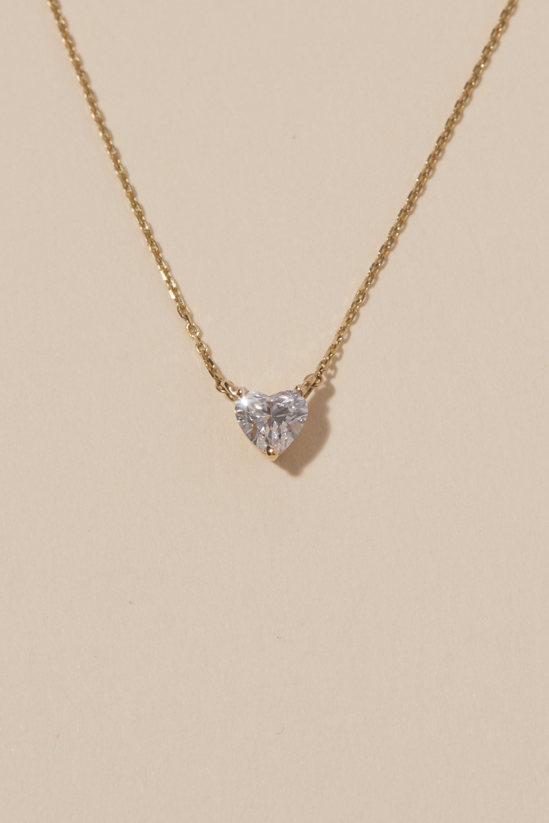 FACETS FLOATING DIAMOND HEART NECKLACE – AURUM GREY
