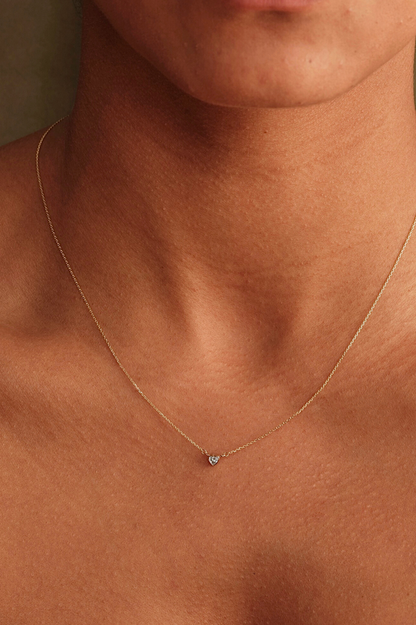 PETITE BEZEL DIAMOND HEART NECKLACE