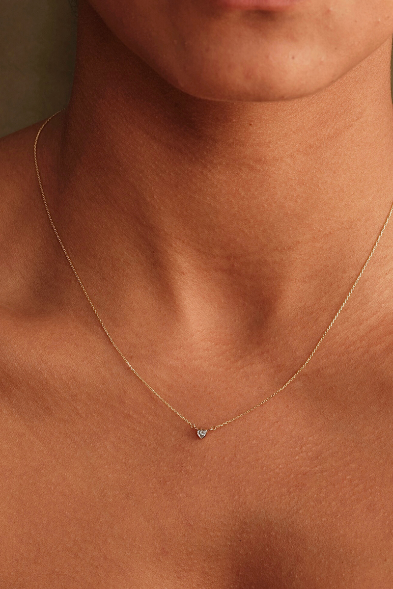 PETITE BEZEL DIAMOND HEART NECKLACE