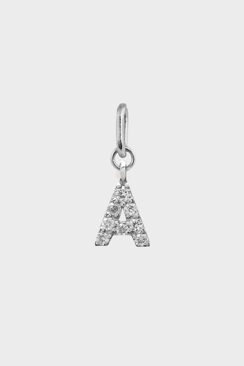IN STOCK DIAMOND INITIAL PENDANT - WHITE GOLD (6mm)