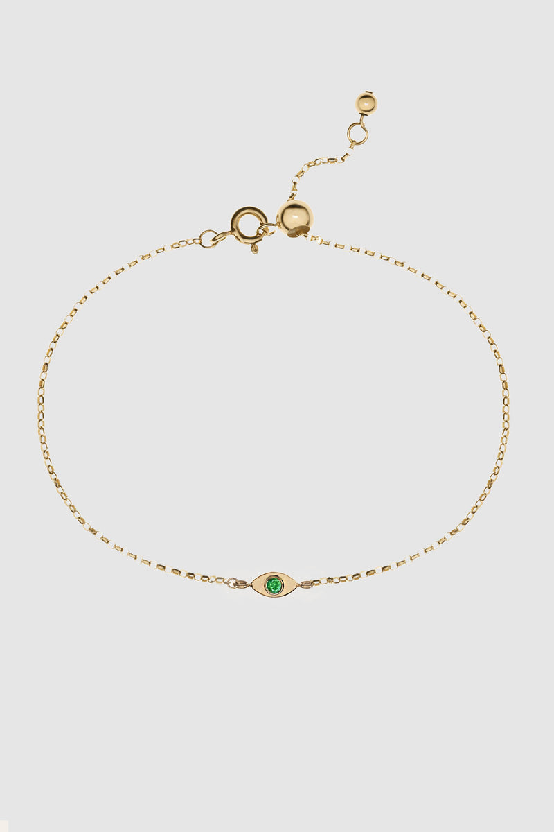 BIRTHSTONE EVIL EYE SLIDER BRACELET
