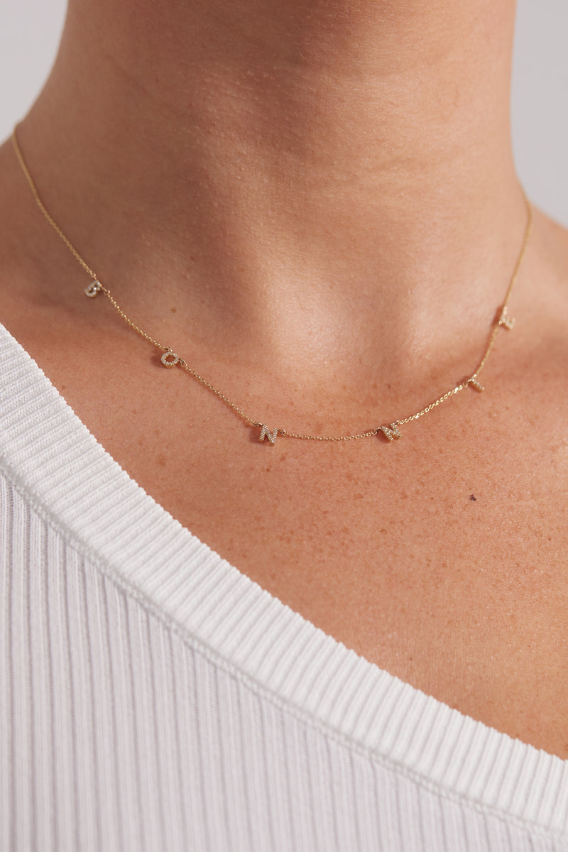 CONNECT LETTER NECKLACE (AVAILABLE WITH DIAMOND LETTERS) – AURUM + GREY