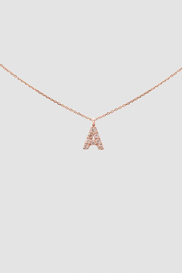 IN STOCK DIAMOND INITIAL NECKLACE ROSE GOLD