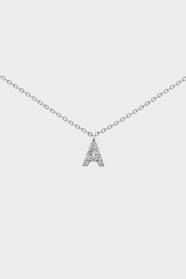 SAME DAY DIAMOND INITIAL NECKLACE WHITE GOLD
