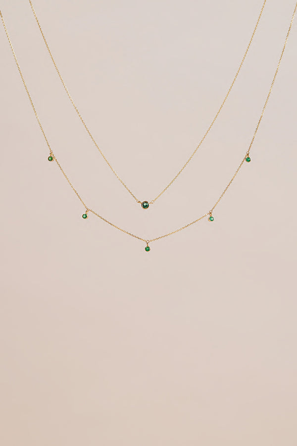 EVERGREEN EMERALD CHARMED NECKLACE