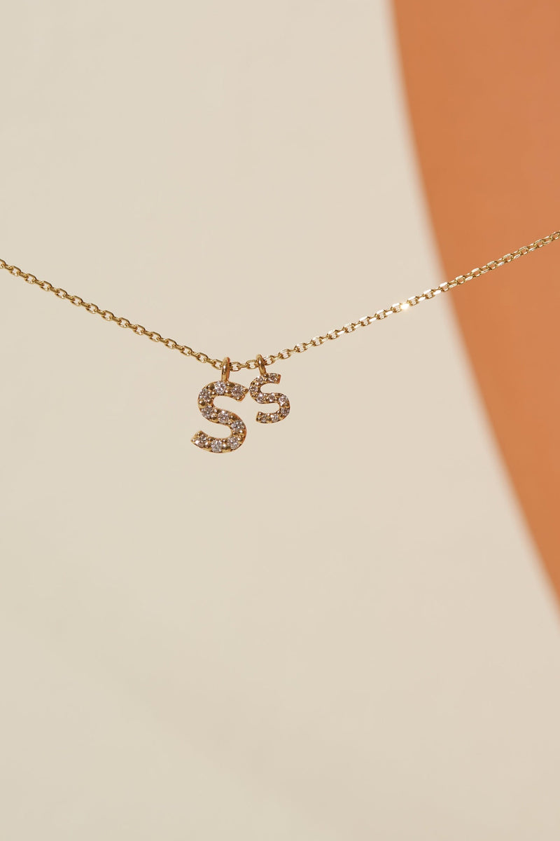 IN STOCK DIAMOND INITIAL NECKLACE WHITE GOLD