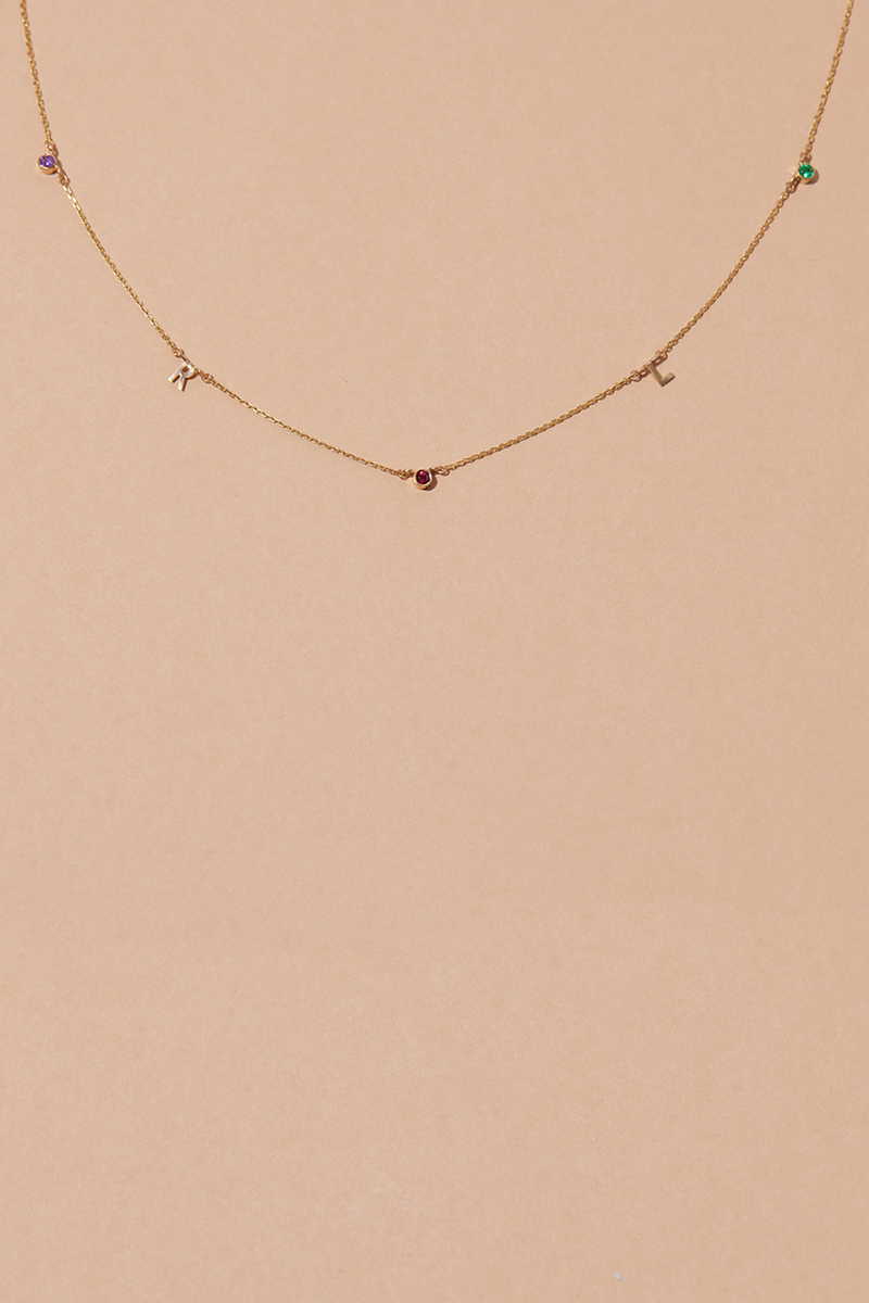 INITIAL BIRTHSTONE CONNECT LETTER NECKLACE