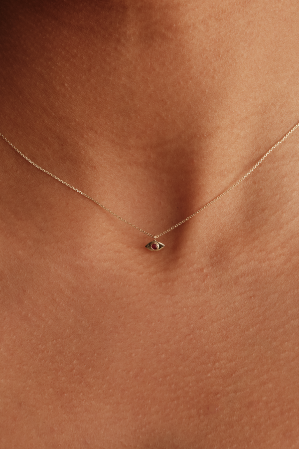 BIRTHSTONE EVIL EYE NECKLACE