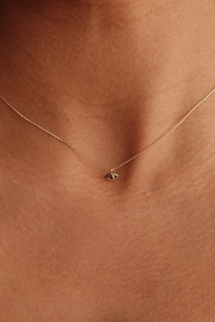BIRTHSTONE EVIL EYE NECKLACE