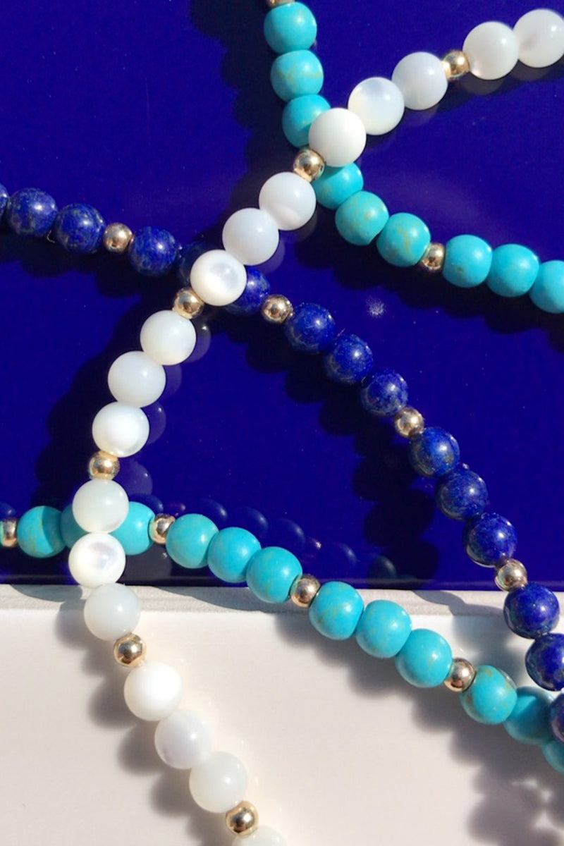 BUBBLE BEAD STRAND ANKLET - TURQUOISE