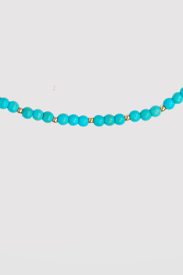BUBBLE BEAD STRAND NECKLACE - TURQUOISE