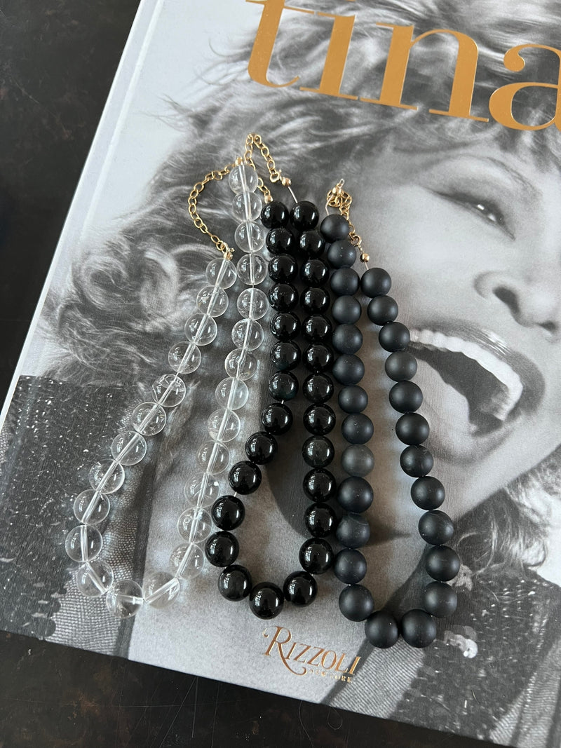 ALTER EGO POWER BEADS NECKLACE BLACK GLOSS OBSIDIAN