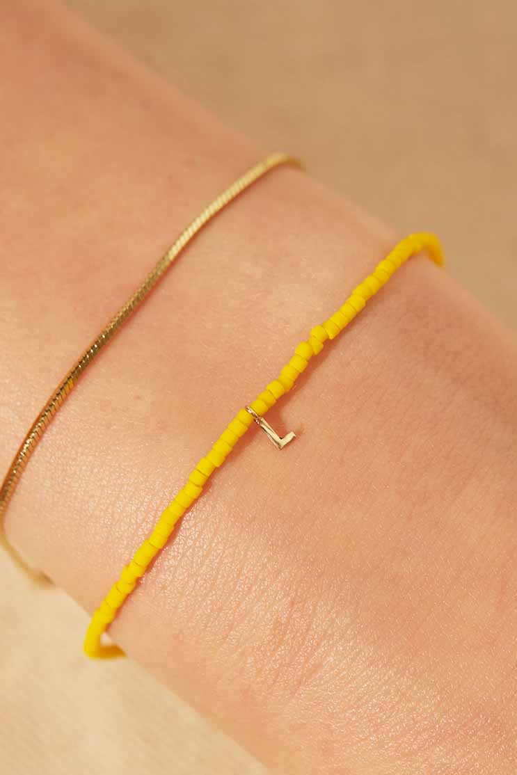BEADED FRIENDSHIP BRACELET WITH INITIAL