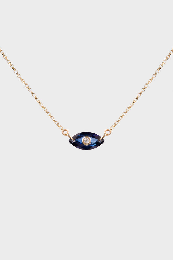 FACETS SAPPHIRE AND DIAMOND EVIL EYE NECKLACE