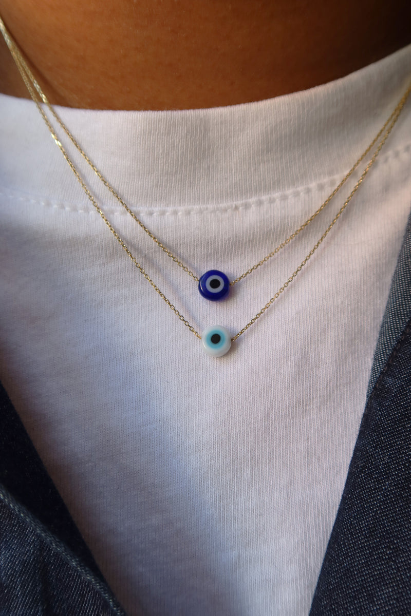 MYKONOS EVIL EYE WHITE NECKLACE