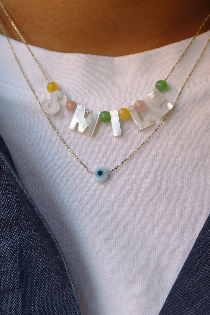 MYKONOS EVIL EYE WHITE NECKLACE