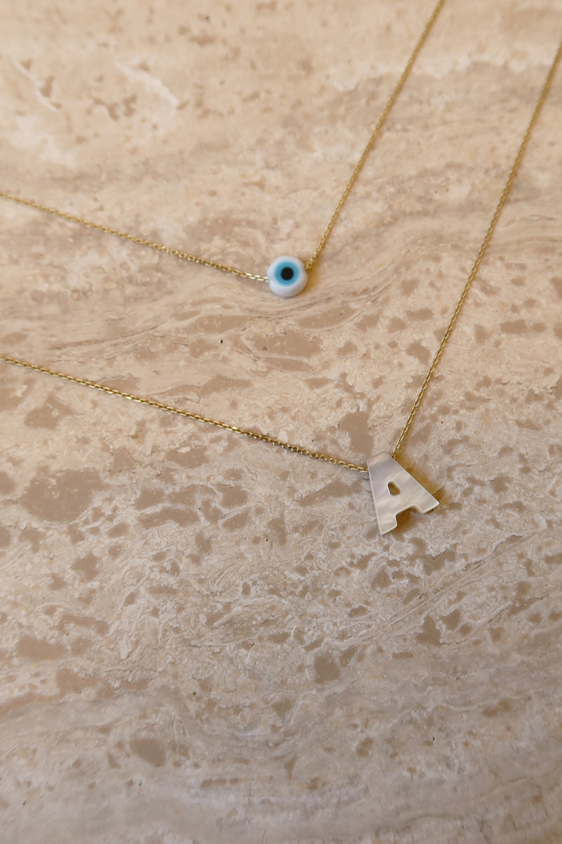 MYKONOS EVIL EYE WHITE NECKLACE