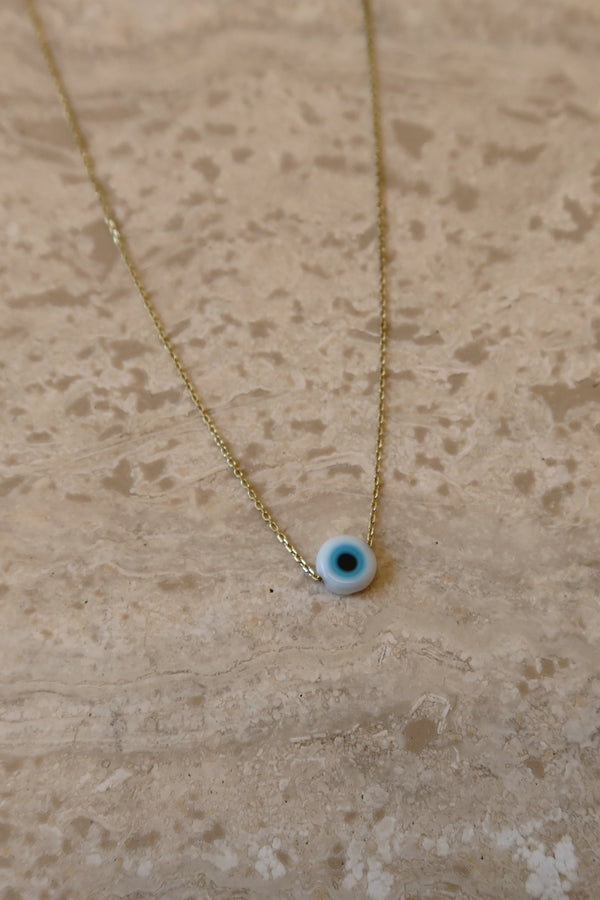 MYKONOS EVIL EYE WHITE NECKLACE