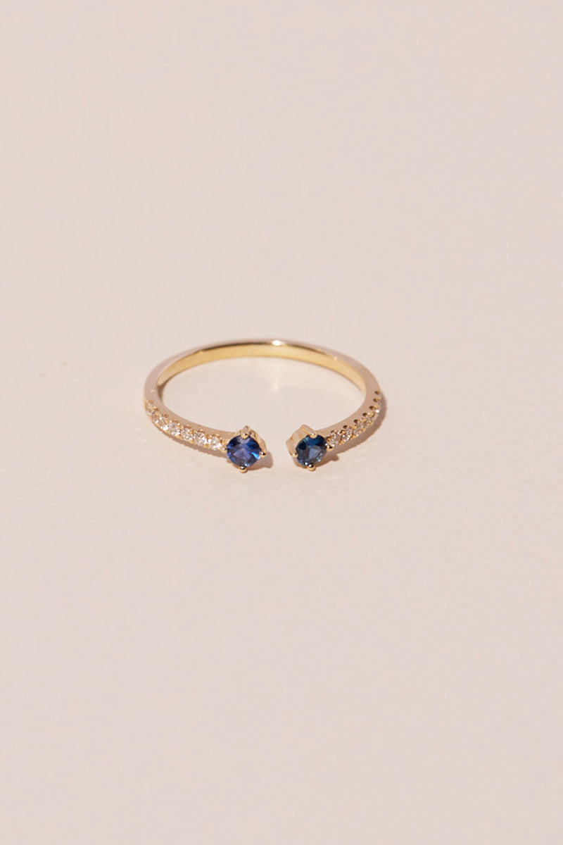 OPEN ETERNITY DIAMOND AND BLUE SAPPHIRE RING