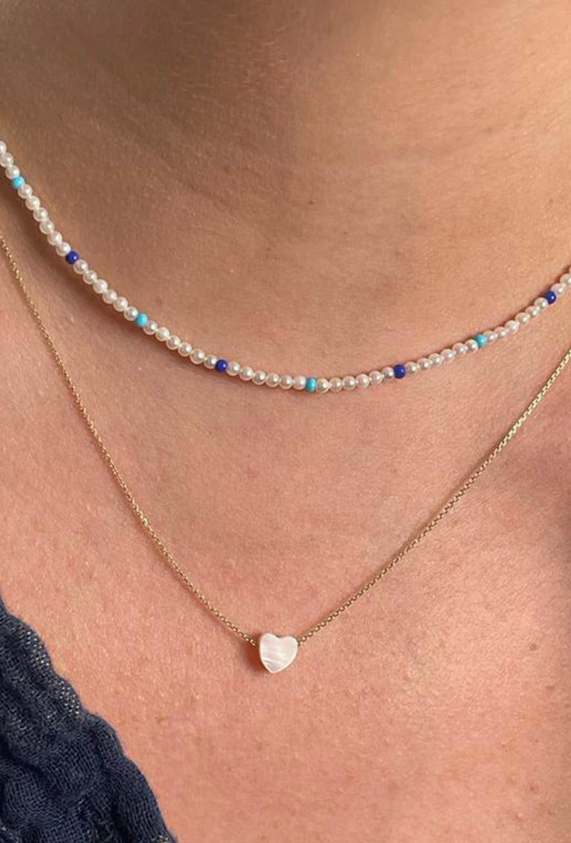MOTHER OF PEARL SWEET HEART NECKLACE